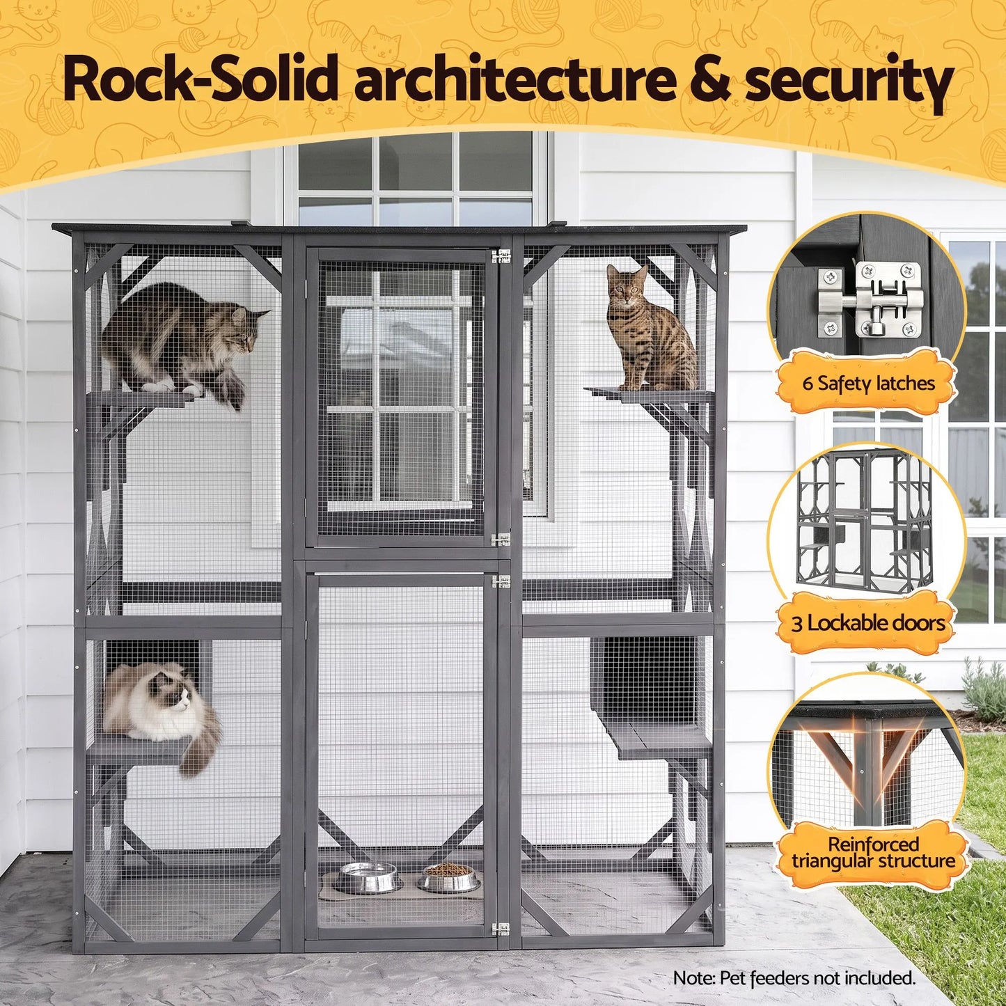 i.Pet Cat House 181cm Outdoor Catio Enclosure Walk-In Large Rabbit Hutch Grey - Image 7
