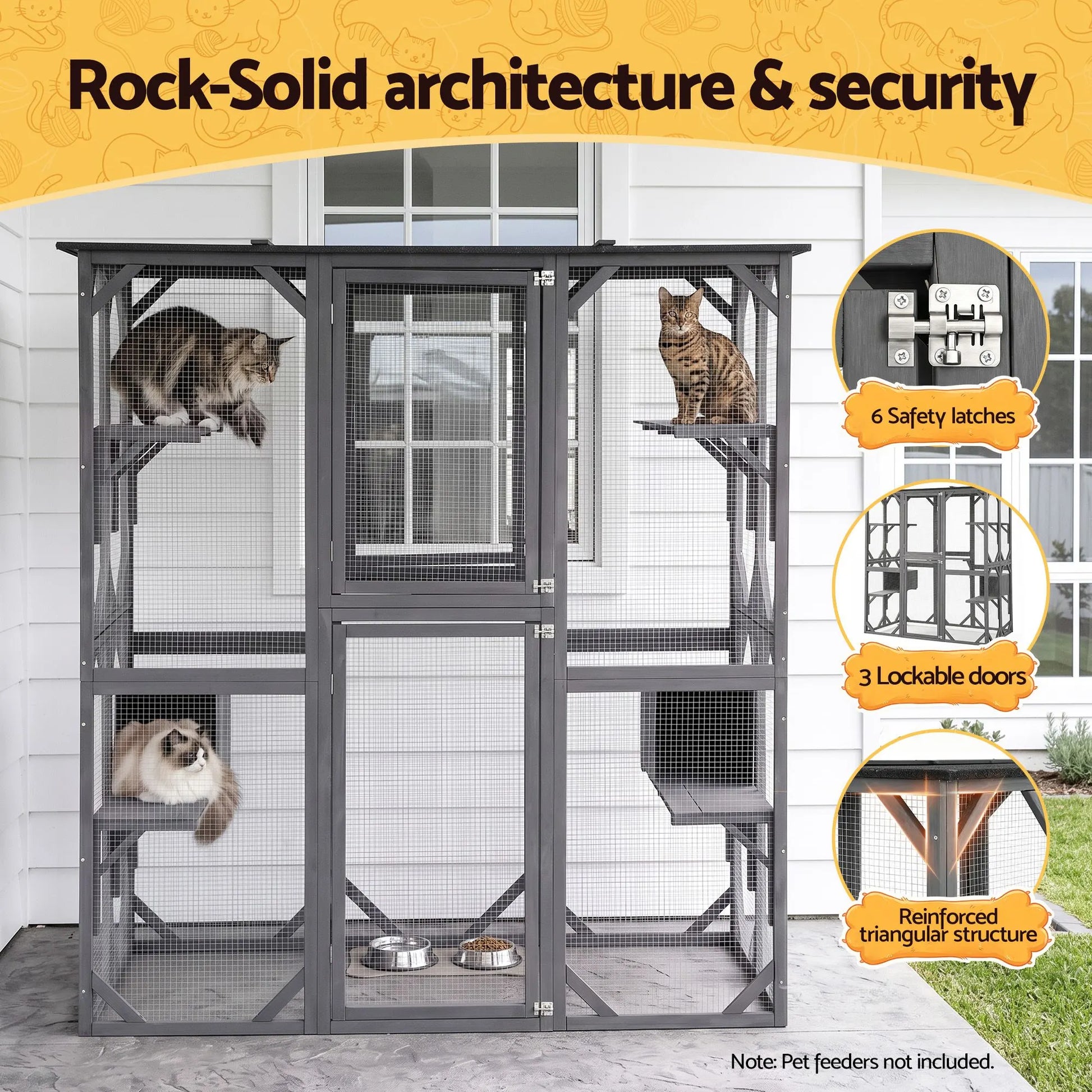 i.Pet Cat House 181cm Outdoor Catio Enclosure Walk-In Large Rabbit Hutch Grey - Image 7