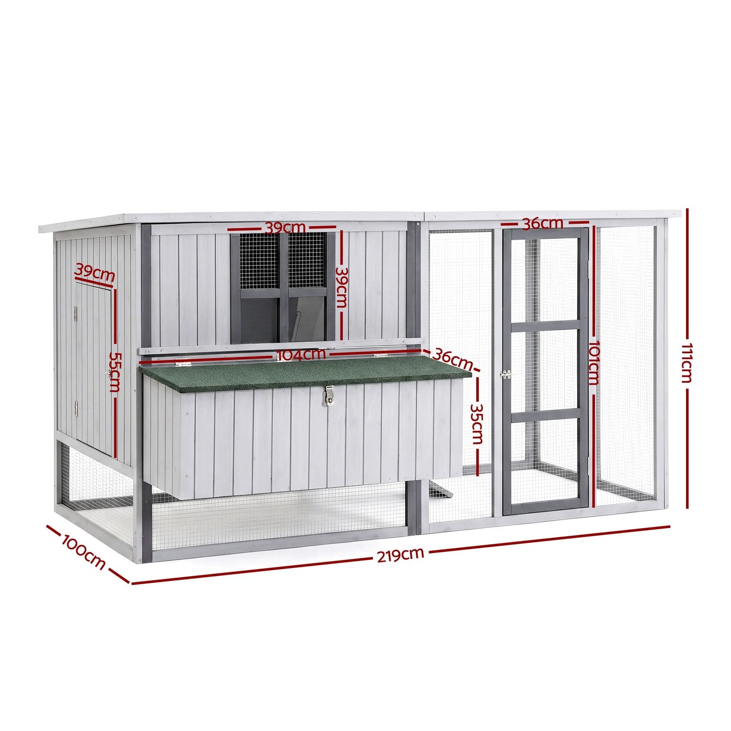 i.Pet Chicken Coop 219cm Rabbit Hutch Poultry Cage Outdoor Enclosure Wood - Image 2