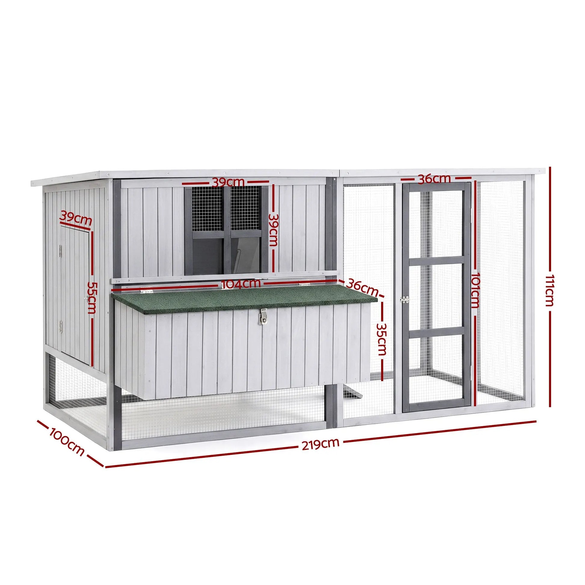i.Pet Chicken Coop 219cm Rabbit Hutch Poultry Cage Outdoor Enclosure Wood - Image 2