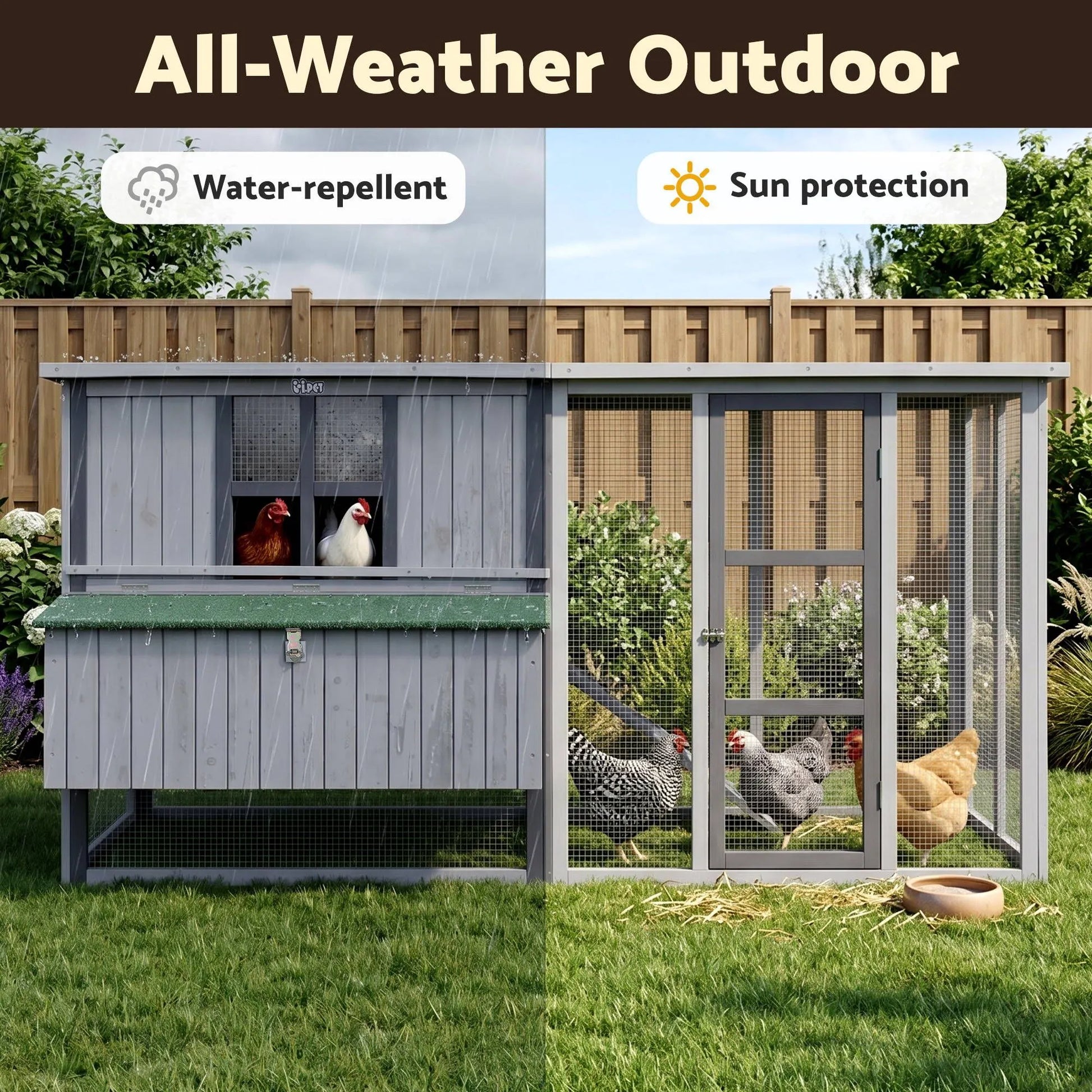 i.Pet Chicken Coop 219cm Rabbit Hutch Poultry Cage Outdoor Enclosure Wood - Image 5
