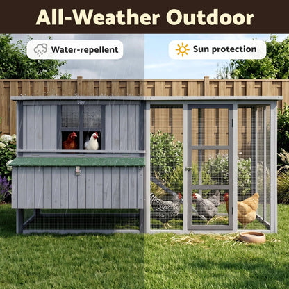 i.Pet Chicken Coop 219cm Rabbit Hutch Poultry Cage Outdoor Enclosure Wood - Image 5