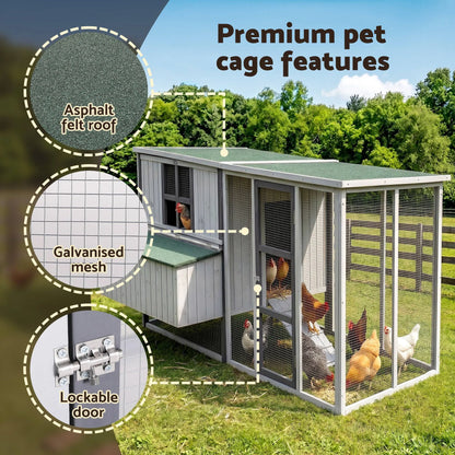 i.Pet Chicken Coop 219cm Rabbit Hutch Poultry Cage Outdoor Enclosure Wood - Image 8