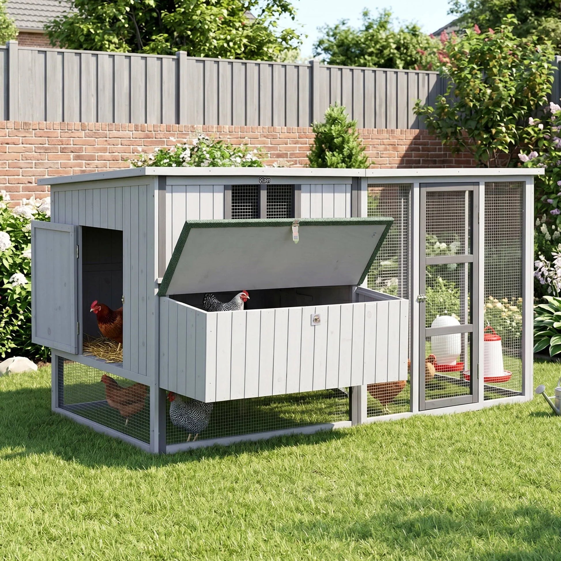 i.Pet Chicken Coop 219cm Rabbit Hutch Poultry Cage Outdoor Enclosure Wood - Image 9