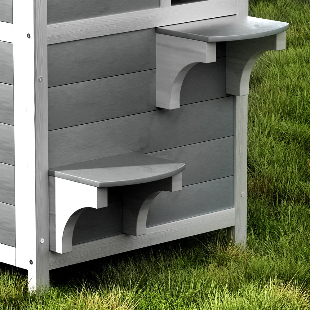 i.Pet Outdoor Cat House Shelter 56cm x 52cm x 82cm Rabbit Hutch Wooden Condo Small Outdoor Cat House - Image 3