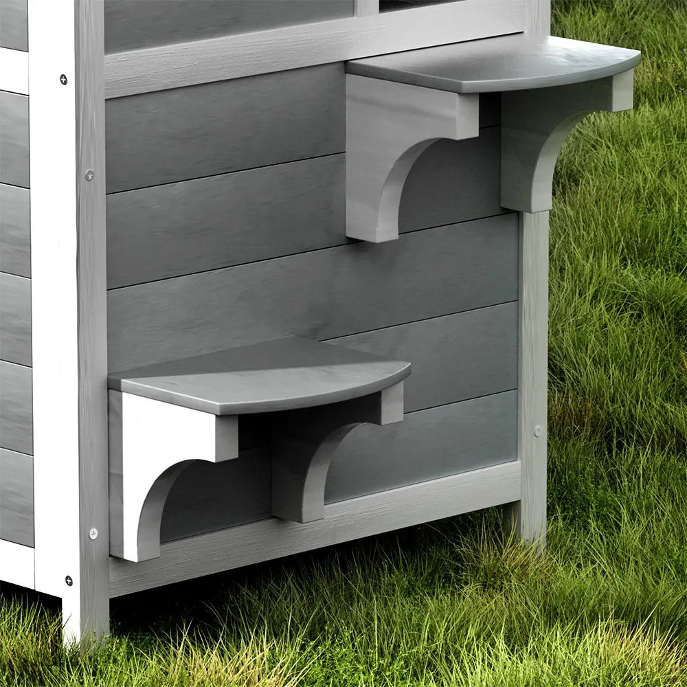 i.Pet Outdoor Cat House Shelter 56cm x 52cm x 82cm Rabbit Hutch Wooden Condo Small Outdoor Cat House - Image 3