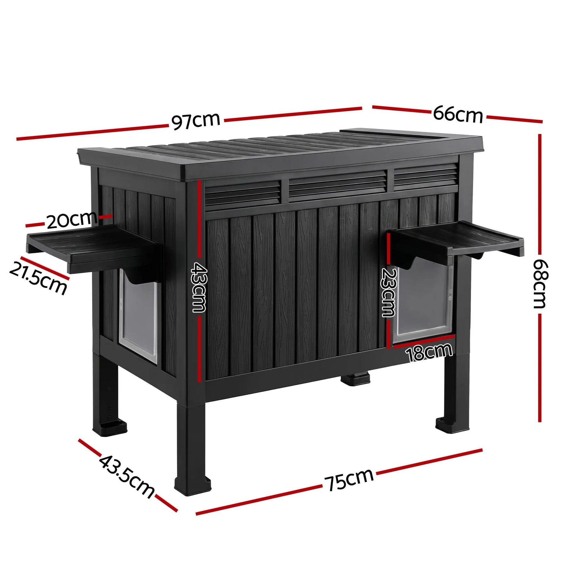 i.Pet Outdoor Cat House Pet Kennel Enclosure Cat Shelter Condo Rabbit Hutch Black - Image 2