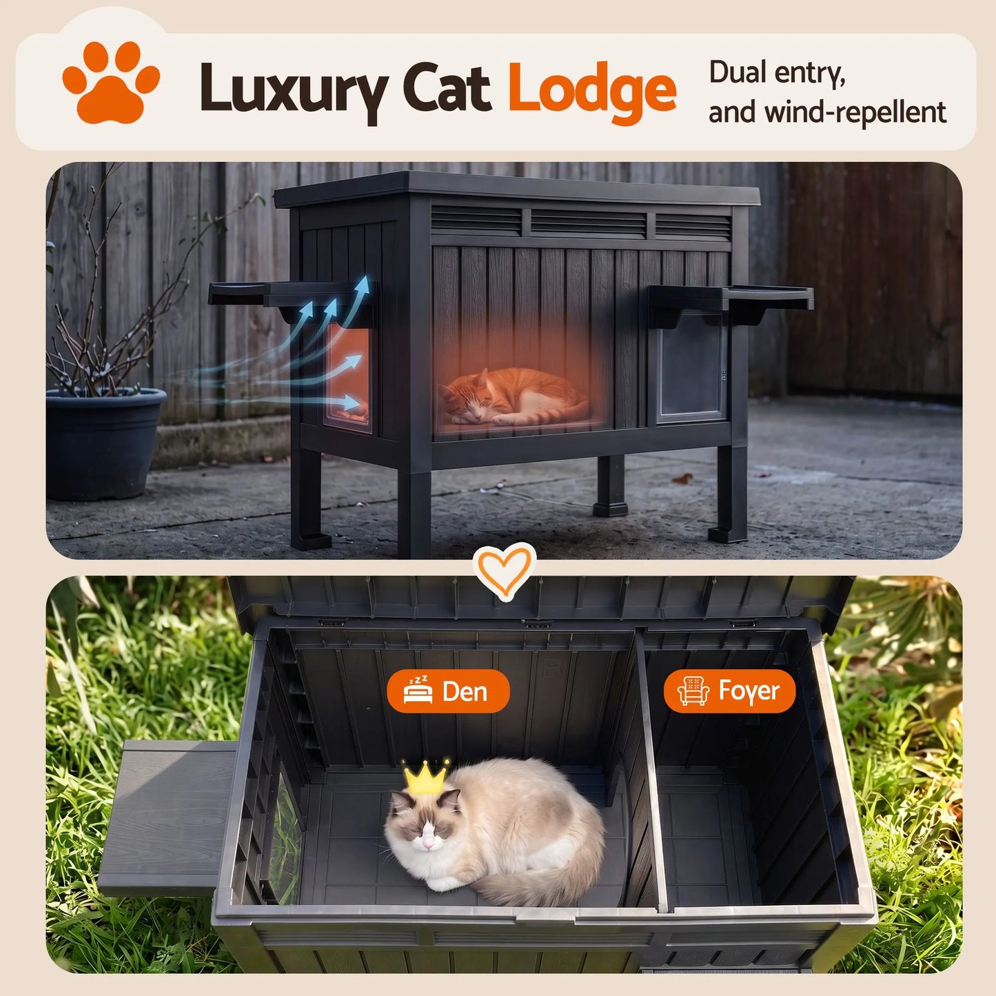 i.Pet Outdoor Cat House Pet Kennel Enclosure Cat Shelter Condo Rabbit Hutch Black - Image 4