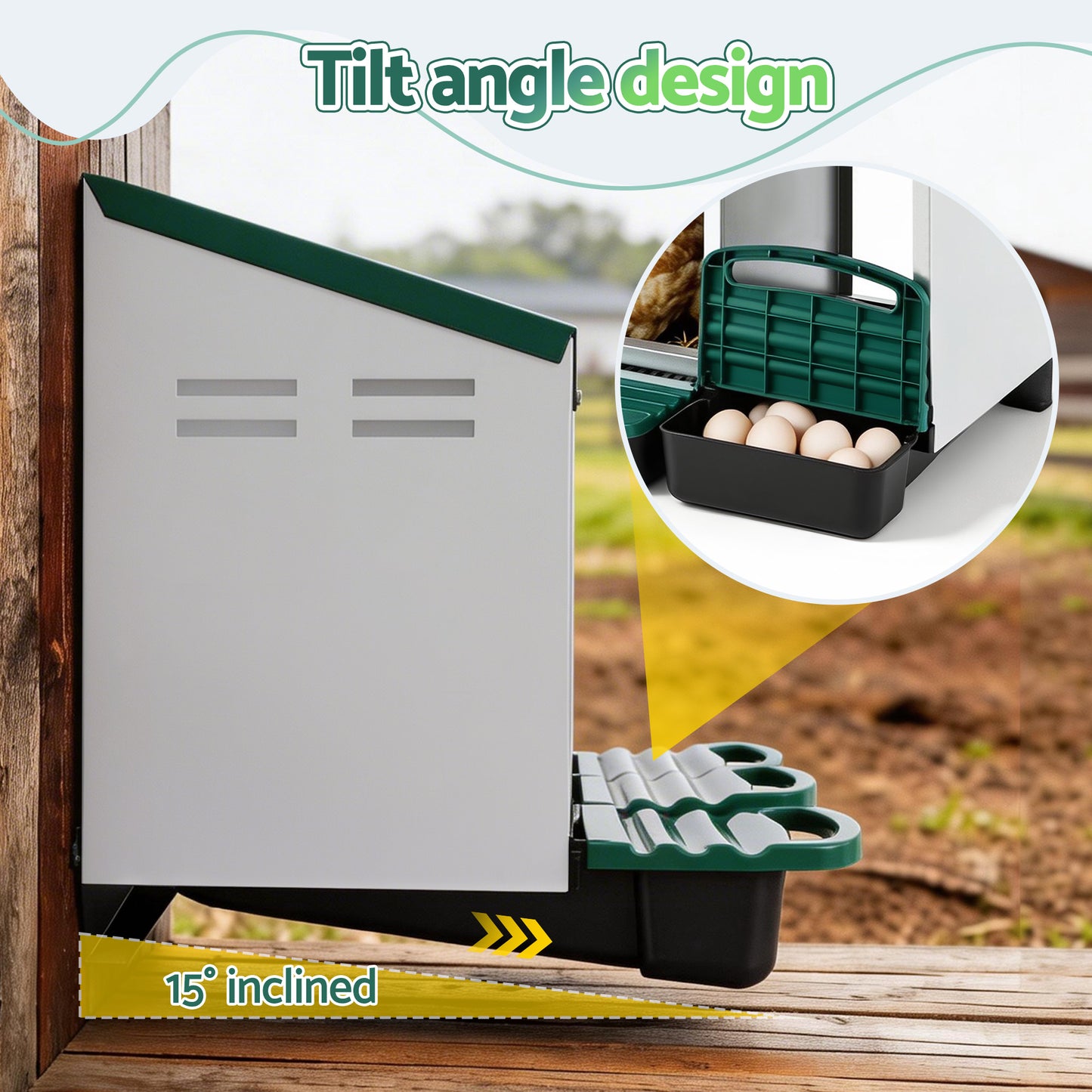 i.Pet Chicken Nesting Box Roll Away 3 Holes Metal Wall Mounted Nest Box Green - Image 5