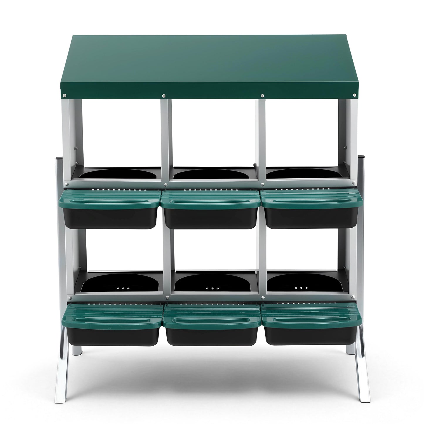 i.Pet Chicken Nesting Box Roll Away Metal Nesting Box Wall Mounted 6 Holes Green - Image 3