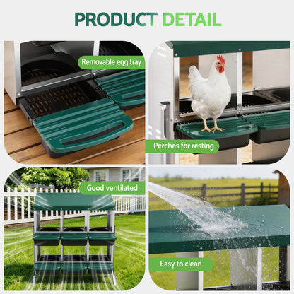 i.Pet Chicken Nesting Box Roll Away Metal Nesting Box Wall Mounted 6 Holes Green - Image 7