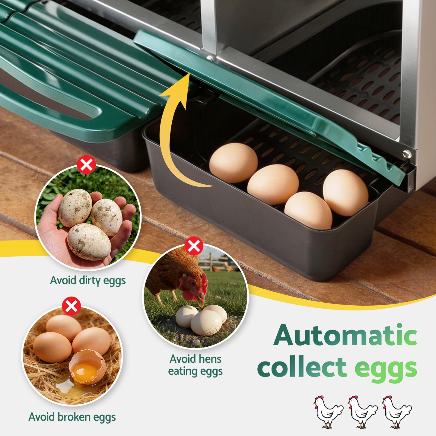 i.Pet Chicken Nesting Box Roll Away Metal Nesting Box Wall Mounted 6 Holes Green - Image 6