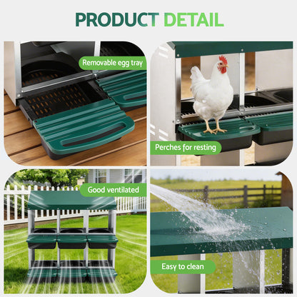 i.Pet Chicken Nesting Box Roll Away Metal Nesting Box Wall Mounted 6 Holes Green - Image 7