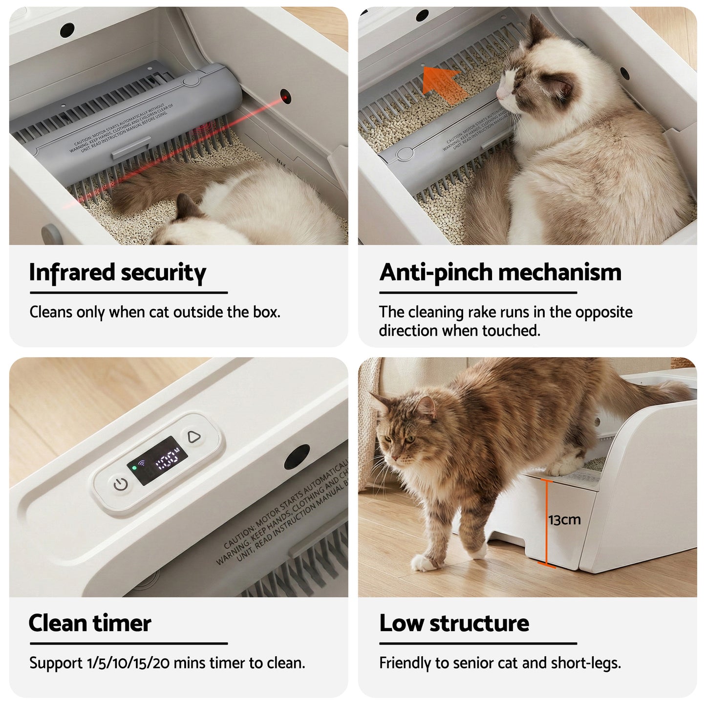 i.pet Automatic Cat Litter Box Self Cleaning Smart Pet Toilet App Control 5L White - Image 8