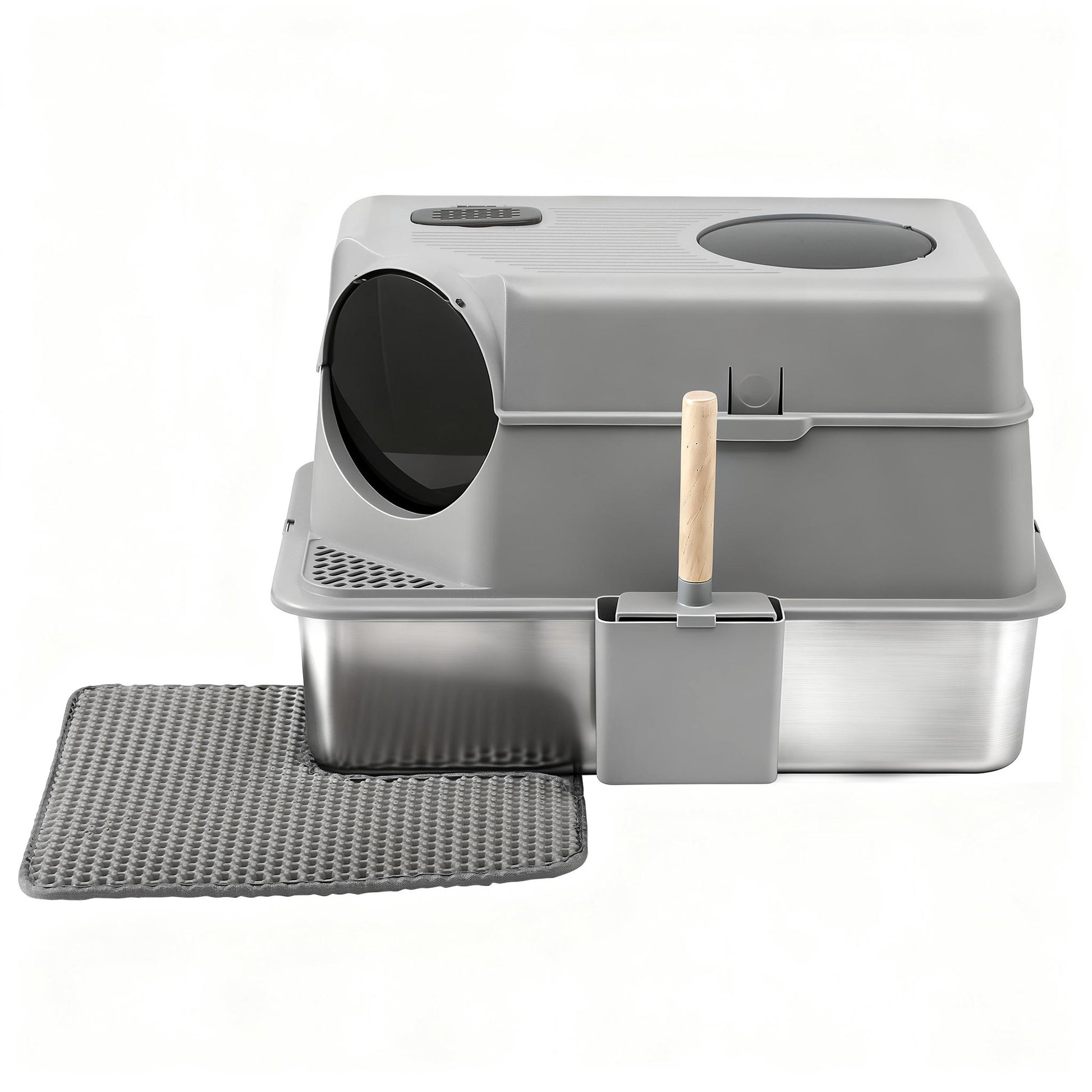 i.Pet Cat Litter Box Large Stainless Steel High Sided Pet Toilet Odour Control - Image 3