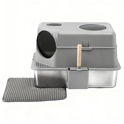 i.Pet Cat Litter Box Large Stainless Steel High Sided Pet Toilet Odour Control - Image 3