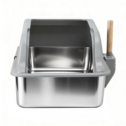i.Pet Cat Litter Box Stainless Steel Large Semi-Enclosed Pet Kitty Toilet Grey - Image 3