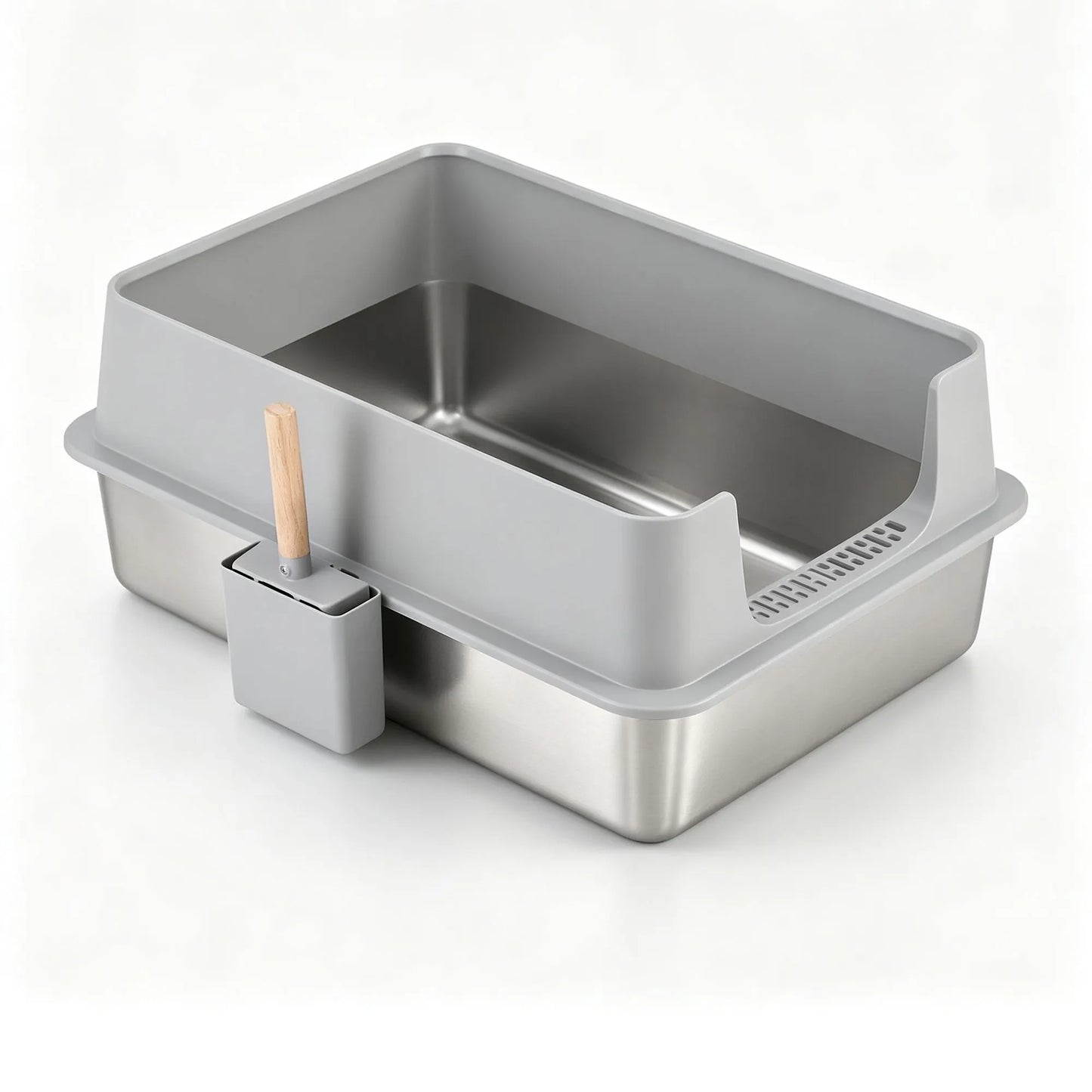 i.Pet XXL Cat Litter Box Stainless Steel Jumbo Semi-Enclosed Pet Kitty Toilet Grey - Image 4