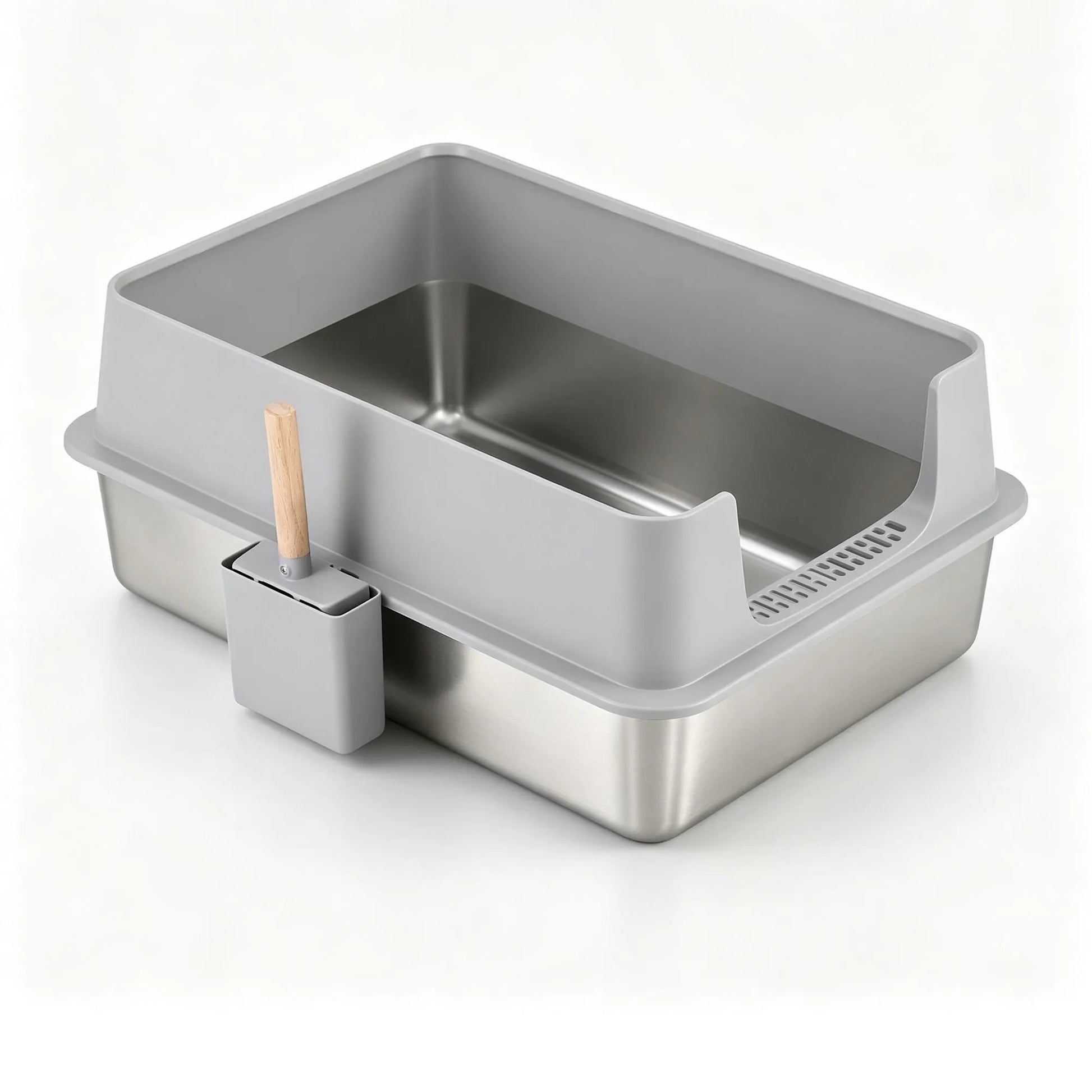 i.Pet XXL Cat Litter Box Stainless Steel Jumbo Semi-Enclosed Pet Kitty Toilet Grey - Image 4
