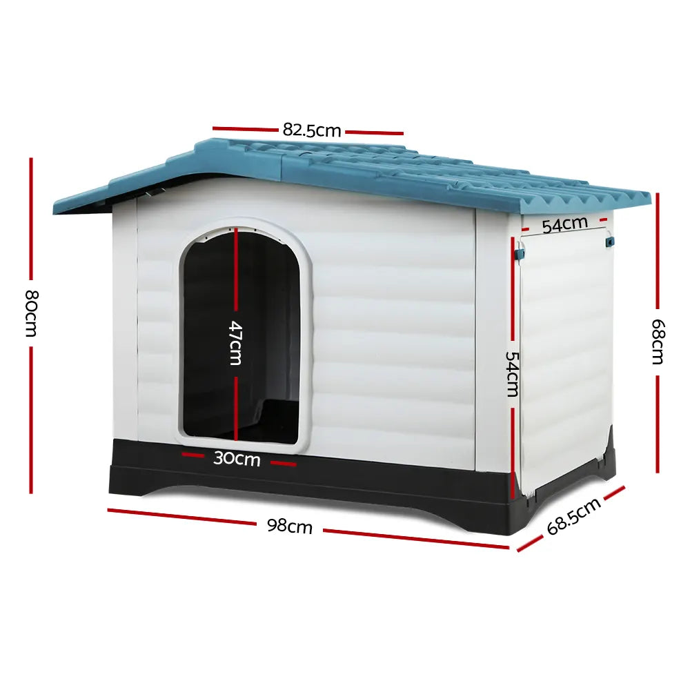 i.Pet Dog Kennel House Extra Large Outdoor Plastic Puppy Pet Cabin Shelter XL Blue - Image 2