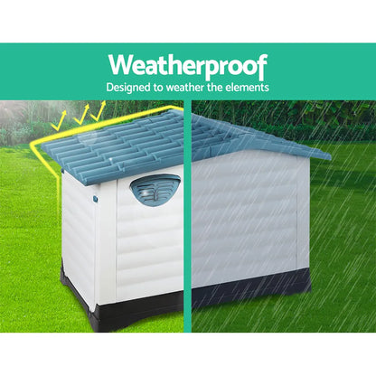 i.Pet Dog Kennel House Extra Large Outdoor Plastic Puppy Pet Cabin Shelter XL Blue - Image 3