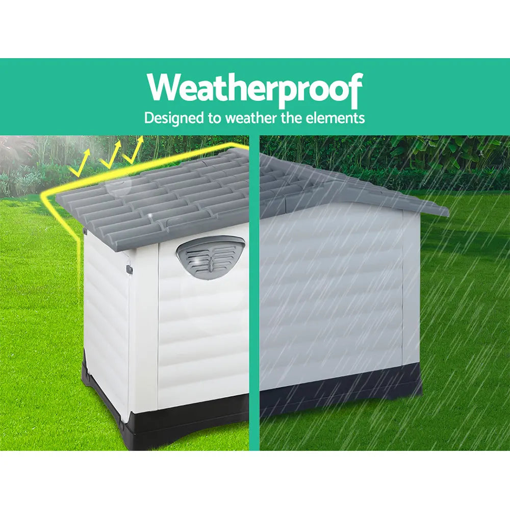 i.Pet Dog Kennel House Extra Large Outdoor Plastic Puppy Pet Cabin Shelter XL Grey - Image 3