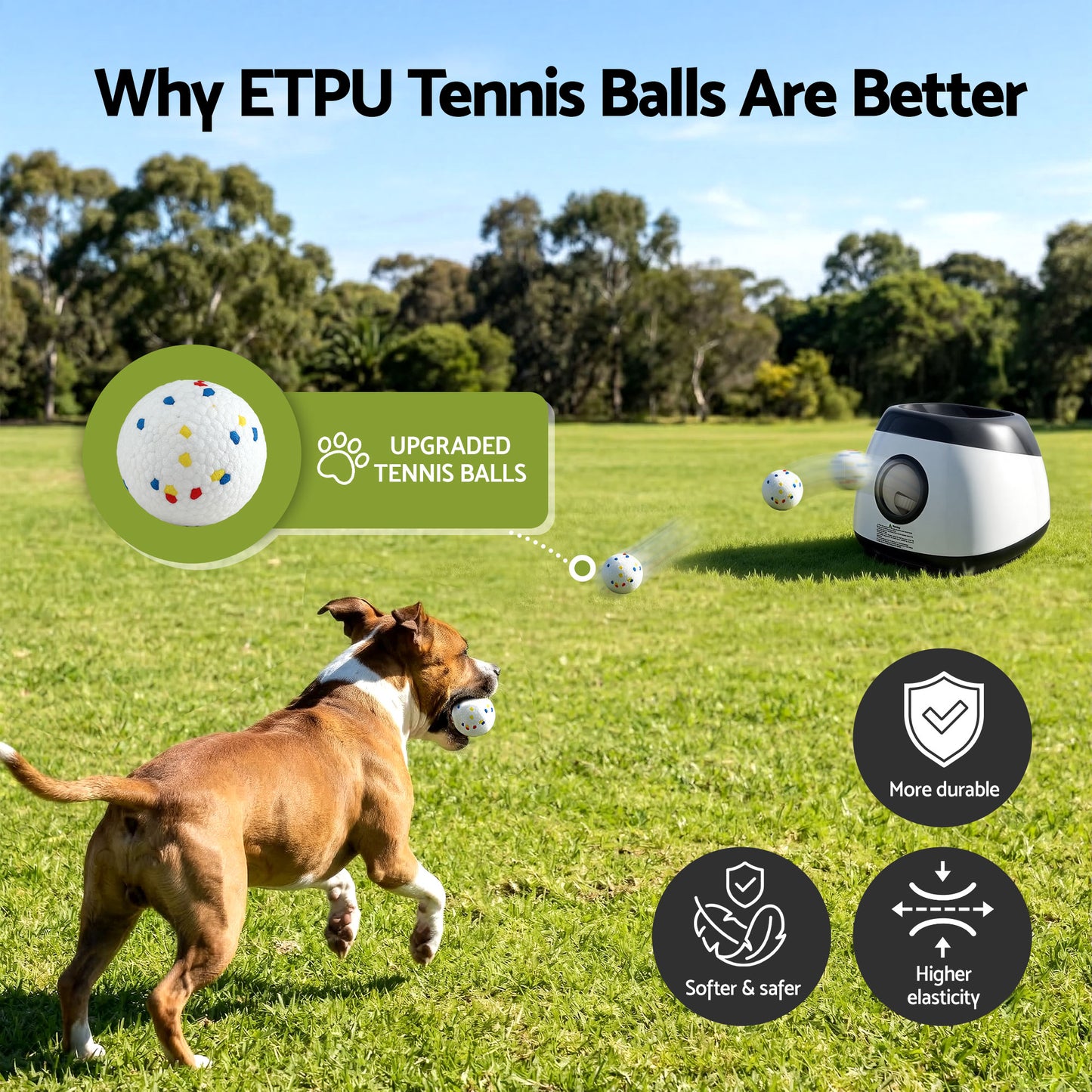i.Pet Dog Ball Launcher Thrower with 6 ETPU Balls & 14/18/22m Launch Distance Black - Image 6