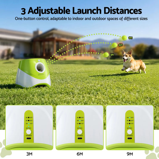 i.Pet Dog Ball Launcher Thrower with 6 Balls & 3/6/9m Launch Distances Green - Image 4