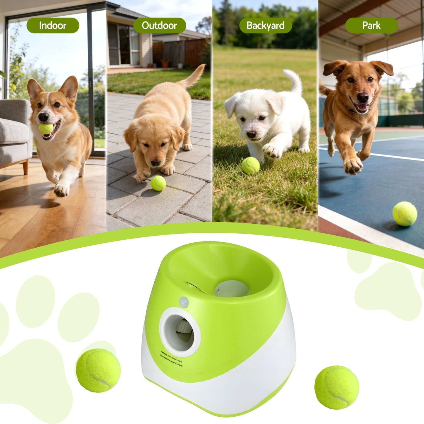 i.Pet Dog Ball Launcher Thrower with 6 Balls & 3/6/9m Launch Distances Green - Image 7
