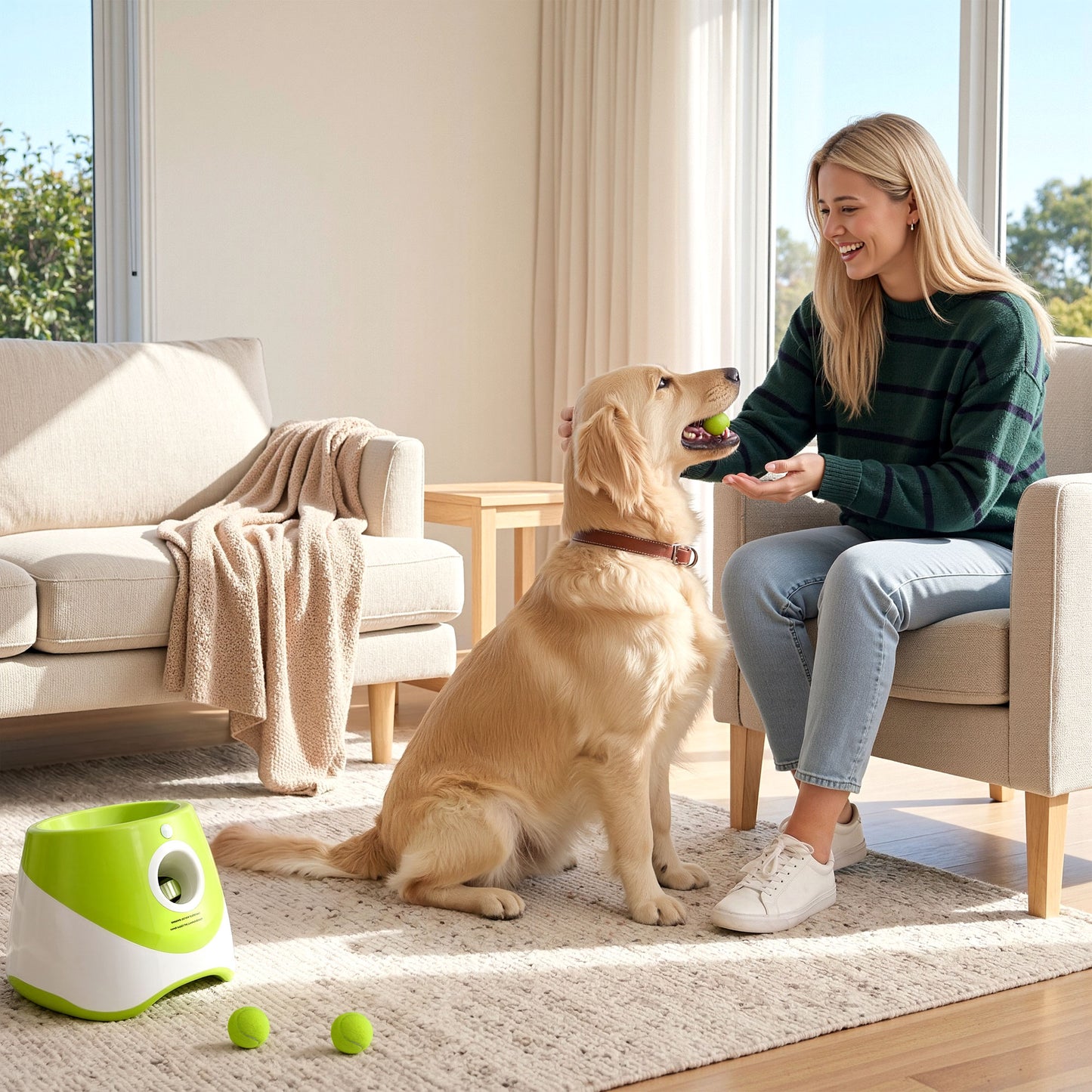 i.Pet Dog Ball Launcher Thrower with 6 Balls & 3/6/9m Launch Distances Green - Image 9