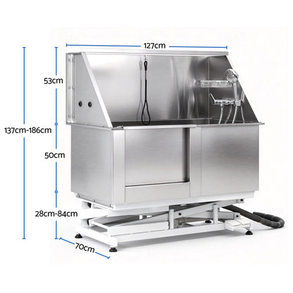i.Pet Electric Pet Bath Tub Dog Grooming Stainless Steel Wash Station 127cm - Image 2