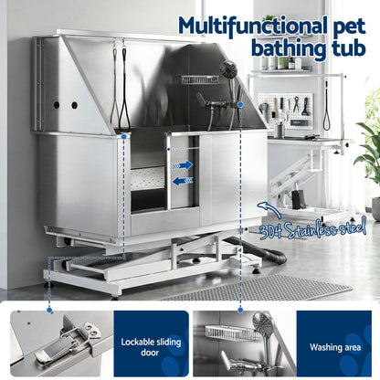 i.Pet Electric Pet Bath Tub Dog Grooming Stainless Steel Wash Station 127cm - Image 4