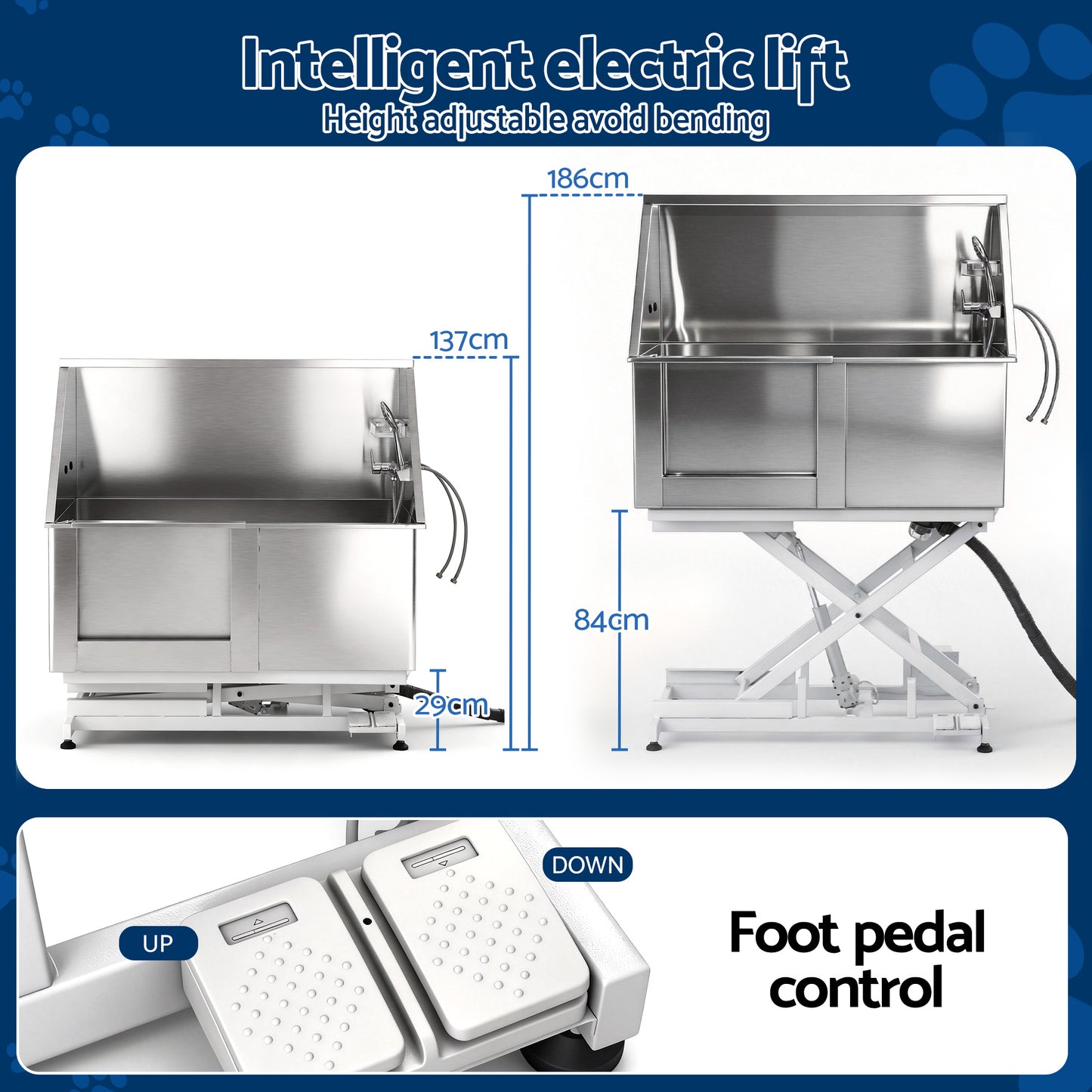 i.Pet Electric Pet Bath Tub Dog Grooming Stainless Steel Wash Station 127cm - Image 5