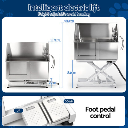 i.Pet Electric Pet Bath Tub Dog Grooming Stainless Steel Wash Station 127cm - Image 5