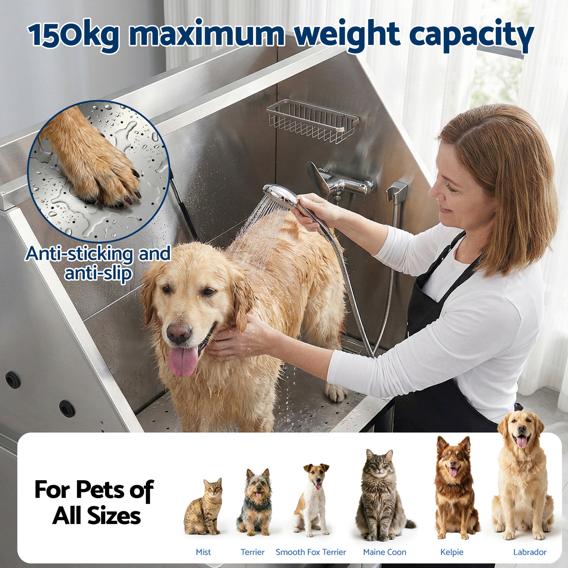 i.Pet Electric Pet Bath Tub Dog Grooming Stainless Steel Wash Station 127cm - Image 6