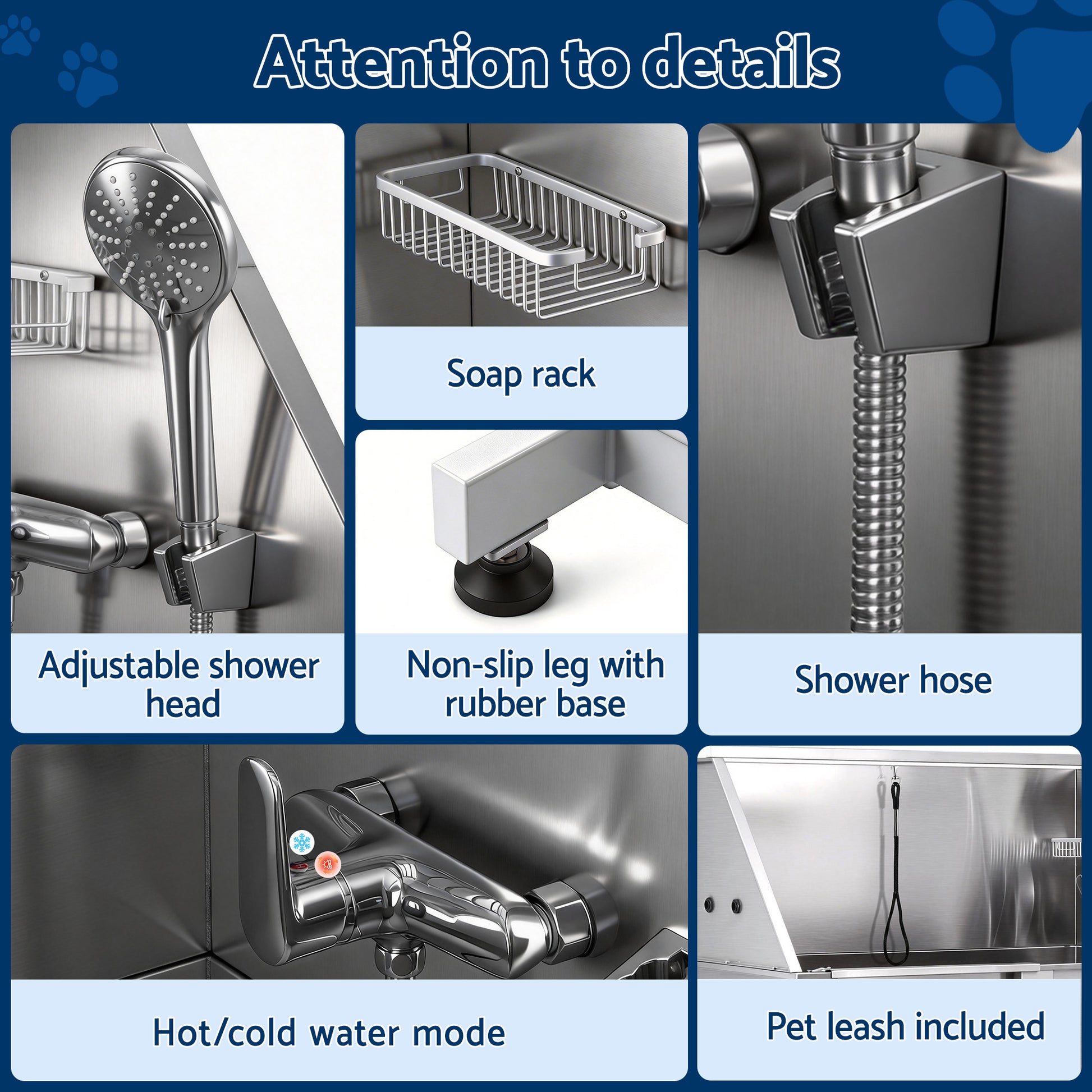 i.Pet Electric Pet Bath Tub Dog Grooming Stainless Steel Wash Station 127cm - Image 7