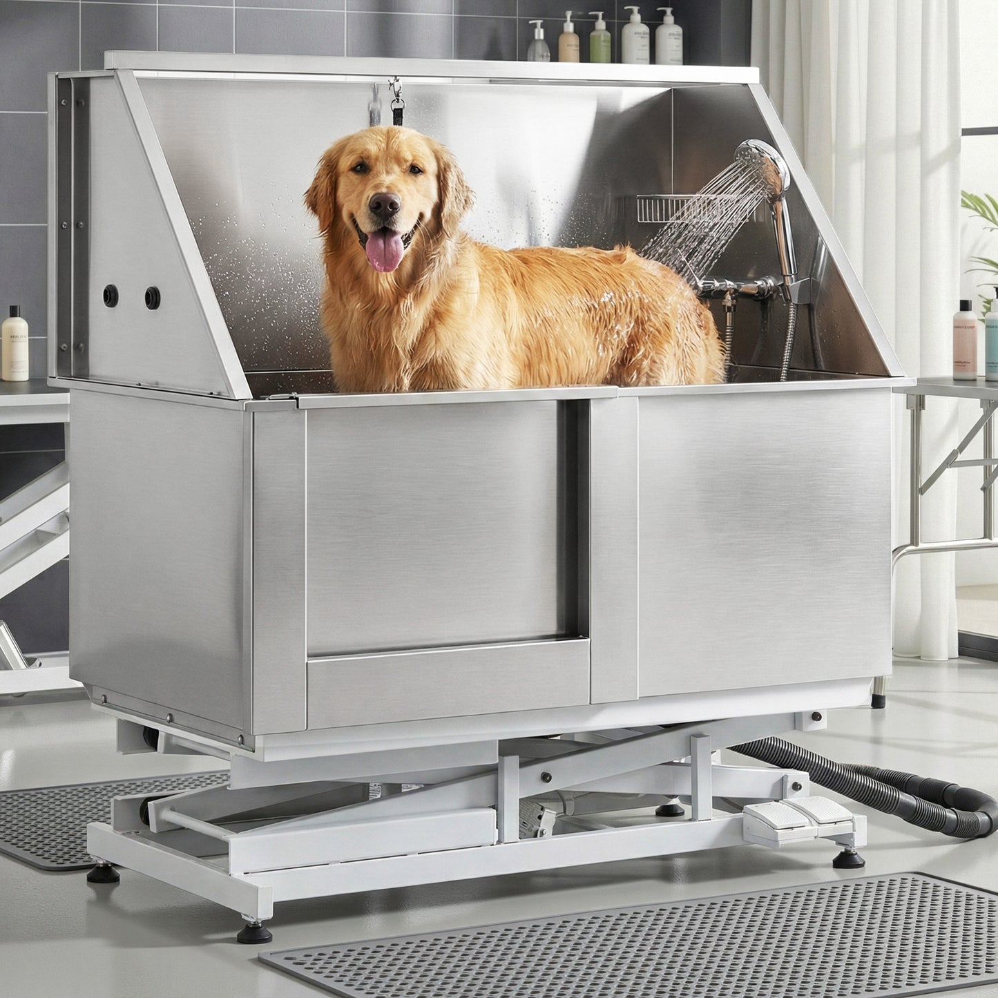 i.Pet Electric Pet Bath Tub Dog Grooming Stainless Steel Wash Station 127cm - Image 8