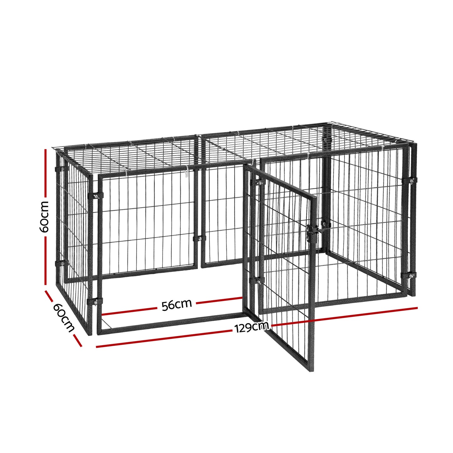 i.Pet Large Dog Crate Cage Playpen 129cm Puppy Pen Pet Enclosure Black - Image 2