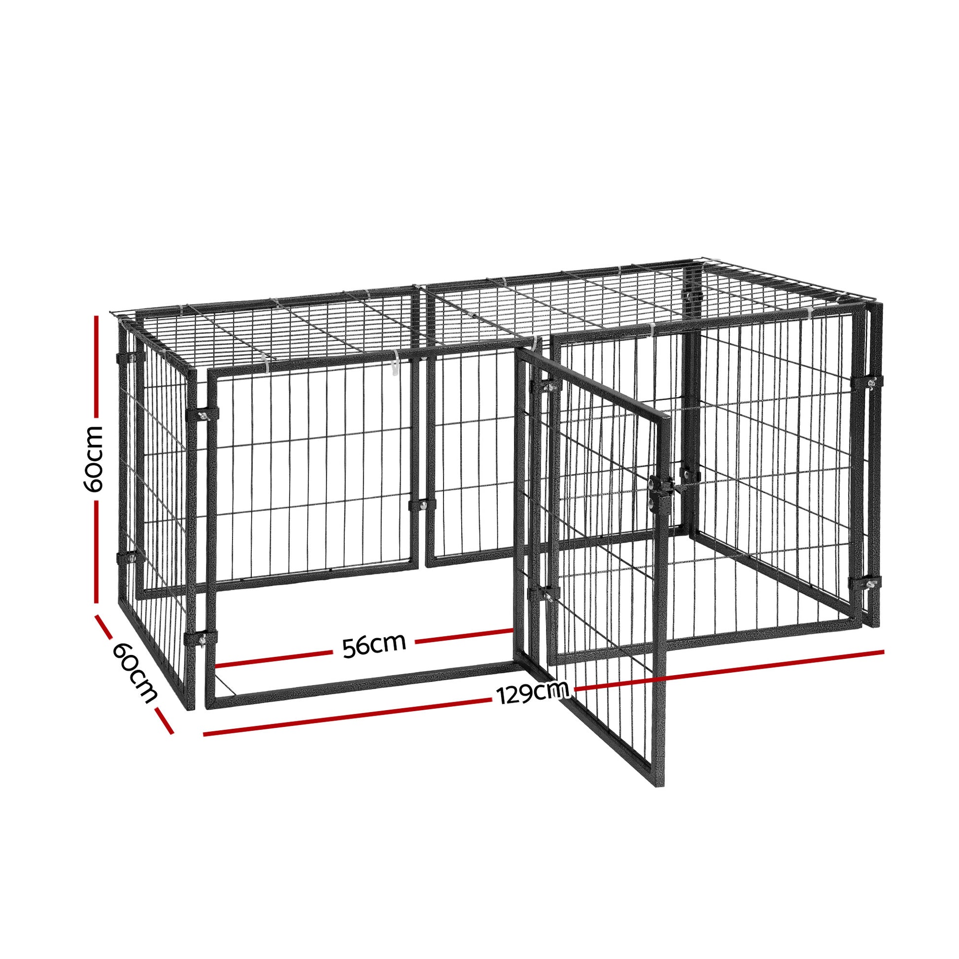 i.Pet Large Dog Crate Cage Playpen 129cm Puppy Pen Pet Enclosure Black - Image 2