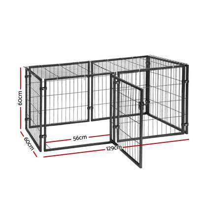 i.Pet Large Dog Crate Cage Playpen 129cm Puppy Pen Pet Enclosure Black - Image 2