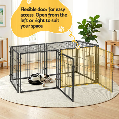 i.Pet Large Dog Crate Cage Playpen 129cm Puppy Pen Pet Enclosure Black - Image 6