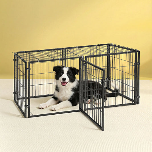 i.Pet Large Dog Crate Cage Playpen 129cm Puppy Pen Pet Enclosure Black - Image 7