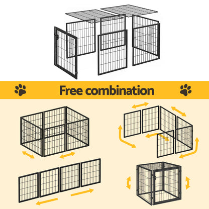 i.Pet Large Dog Crate Cage Playpen 129cm Puppy Pen Pet Enclosure Black - Image 8