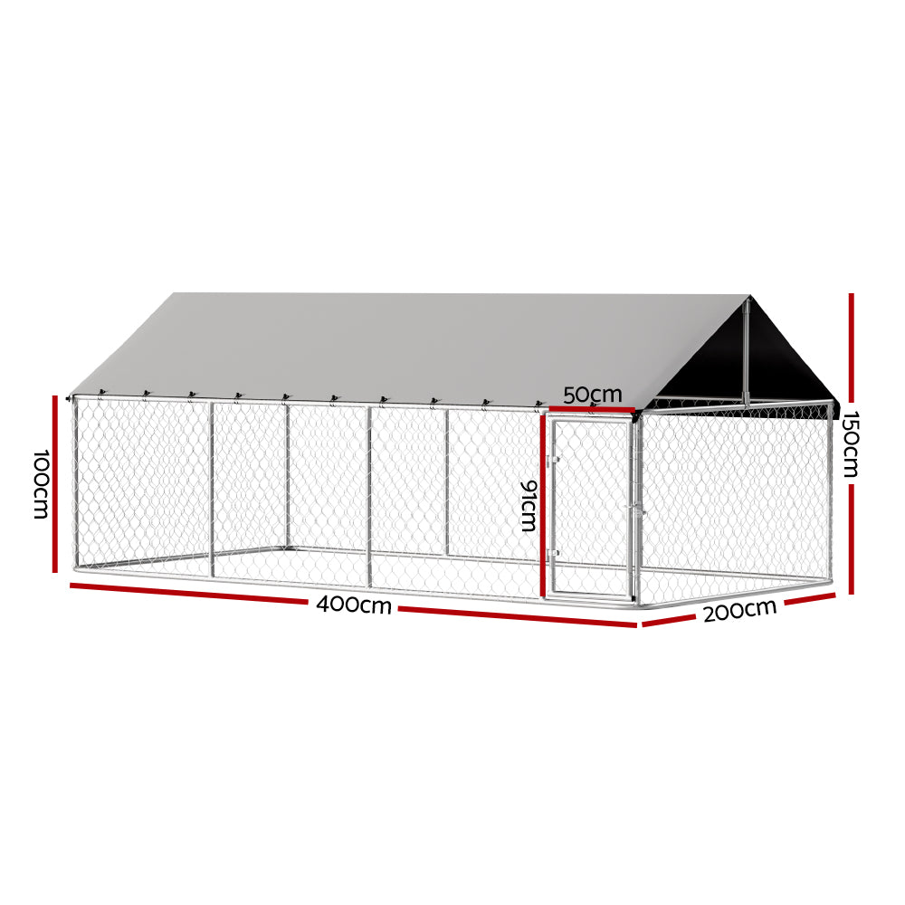 i.Pet Dog Kennel Large House XL Pet Run Cage Puppy Outdoor Enclosure 2Mx4M - Image 2