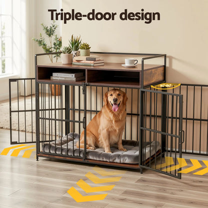 i.Pet 2-in-1 Wooden Dog Crate 104cm Pet Cage Furniture End Table Storage Black - Image 6