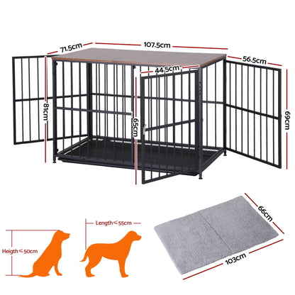 i.Pet Extra Large Dog Crate Furniture 107cm Dog Cage Puppy Pet Wooden Black - Image 2
