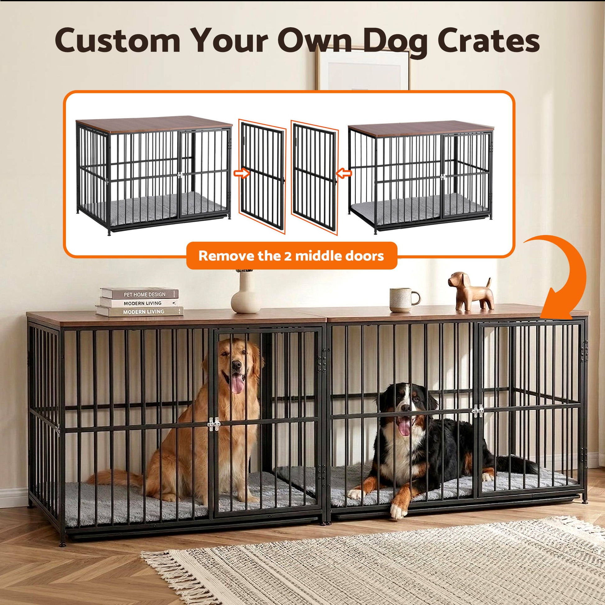 i.Pet Extra Large Dog Crate Furniture 107cm Dog Cage Puppy Pet Wooden Black - Image 6