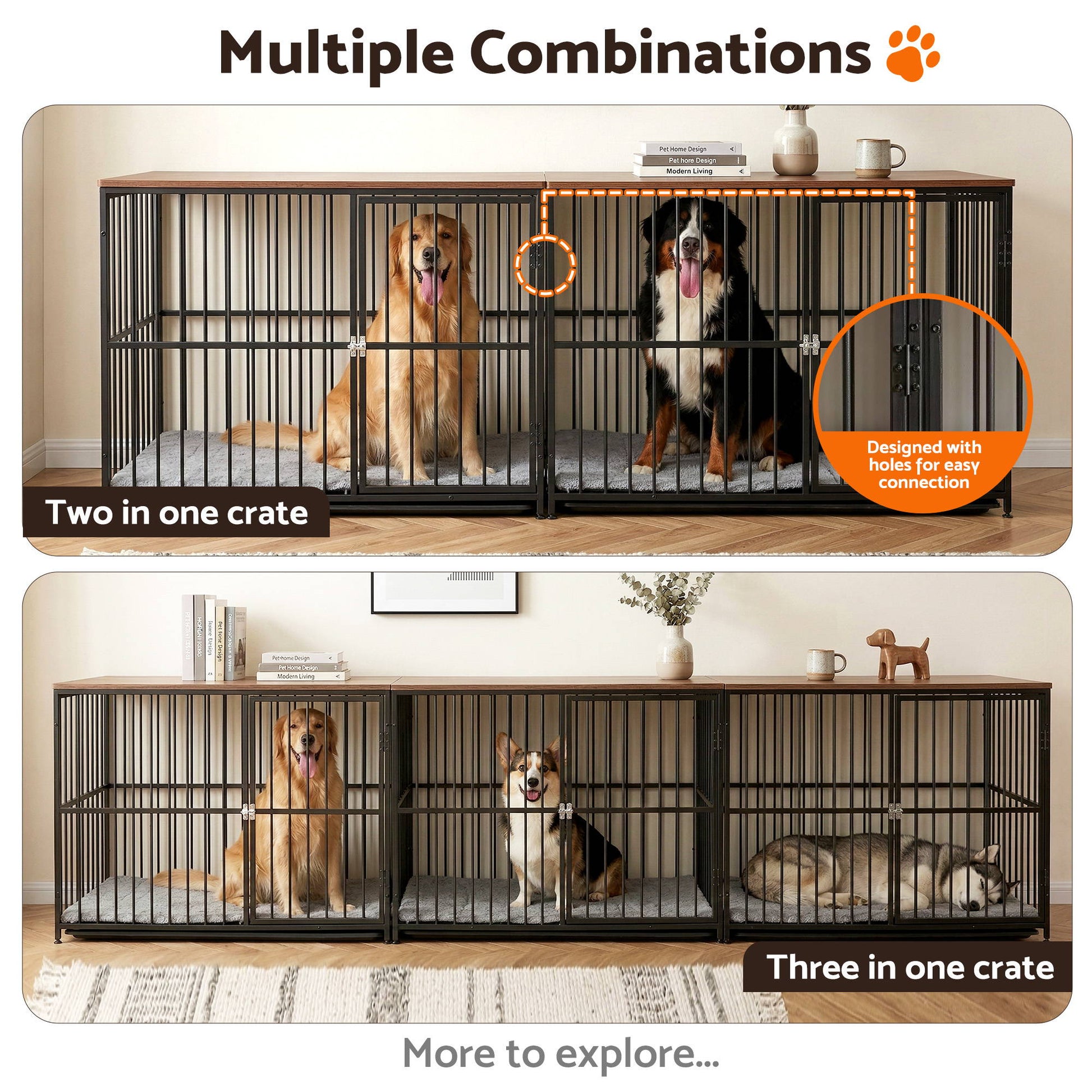 i.Pet Extra Large Dog Crate Furniture 107cm Dog Cage Puppy Pet Wooden Black - Image 7