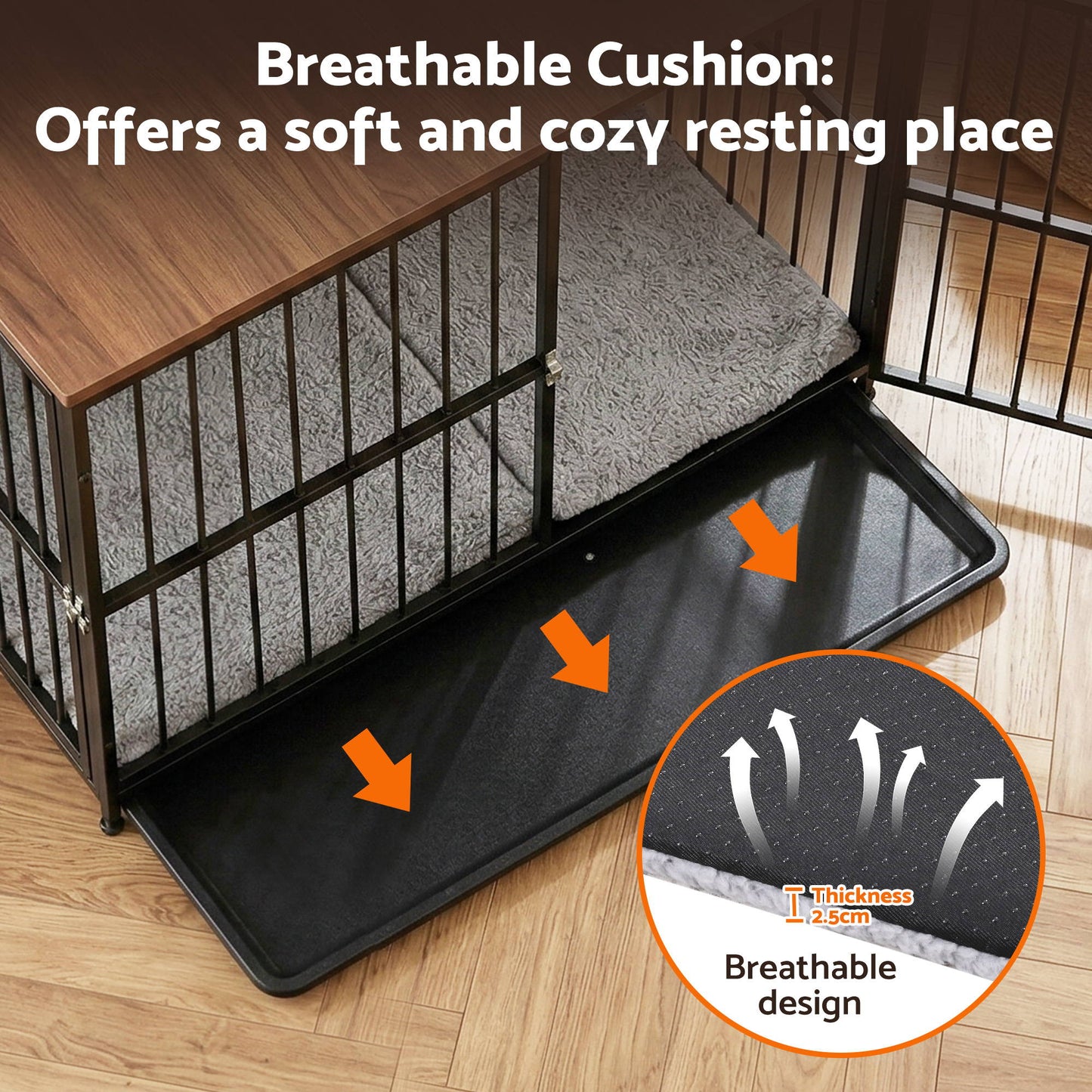 i.Pet Extra Large Dog Crate Furniture 107cm Dog Cage Puppy Pet Wooden Black - Image 9