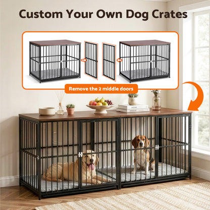 i.Pet Large Dog Crate Furniture 93cm Dog Cage Puppy Pet Wooden Black - Image 7